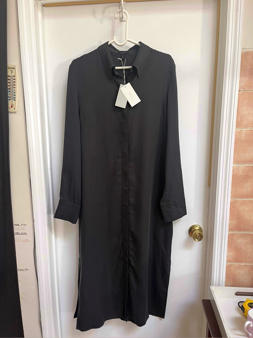 COS dark olive shirt dress Size 14 
NWT